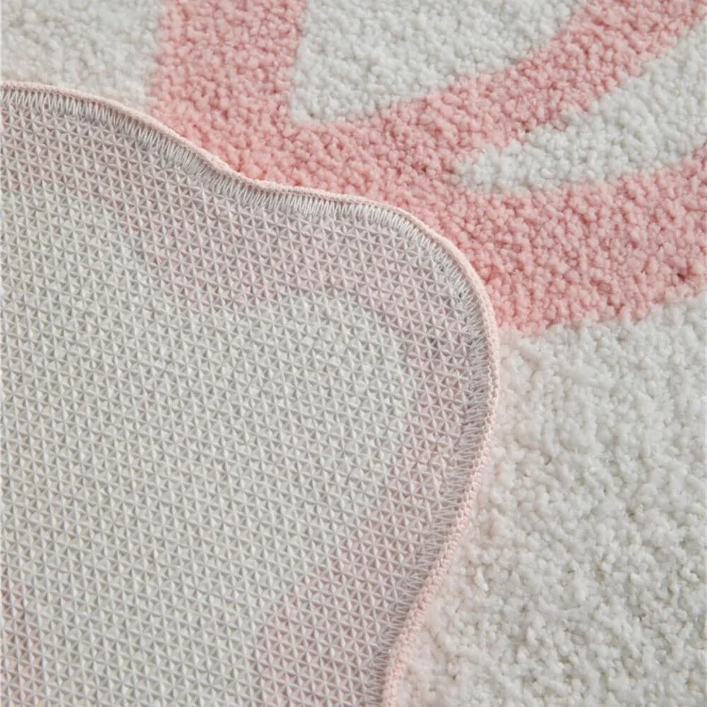 Pink Scalloped Bathroom Mat 26x18 Soft Absorbent Machine Washable Floor Mats